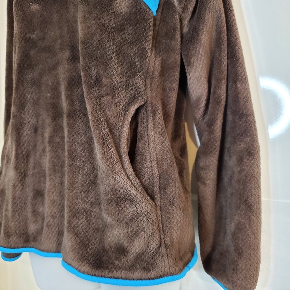 Patagonia Brown Blue Trim Retool Snap T Pullover Fleece Jacket Women's Medium - Picture 5 of 5